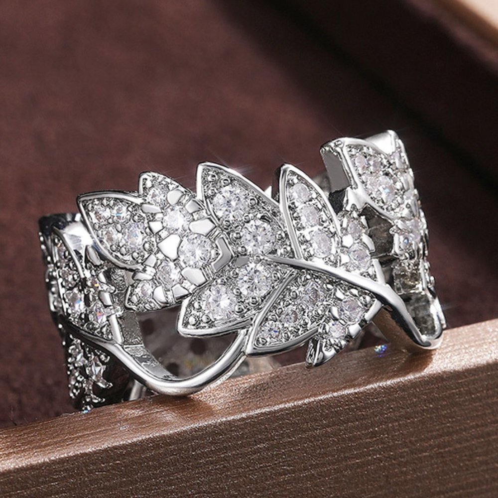 💞925 Silver Plated Beautiful Silver Bague Leaf Women Ring, GPMB1433